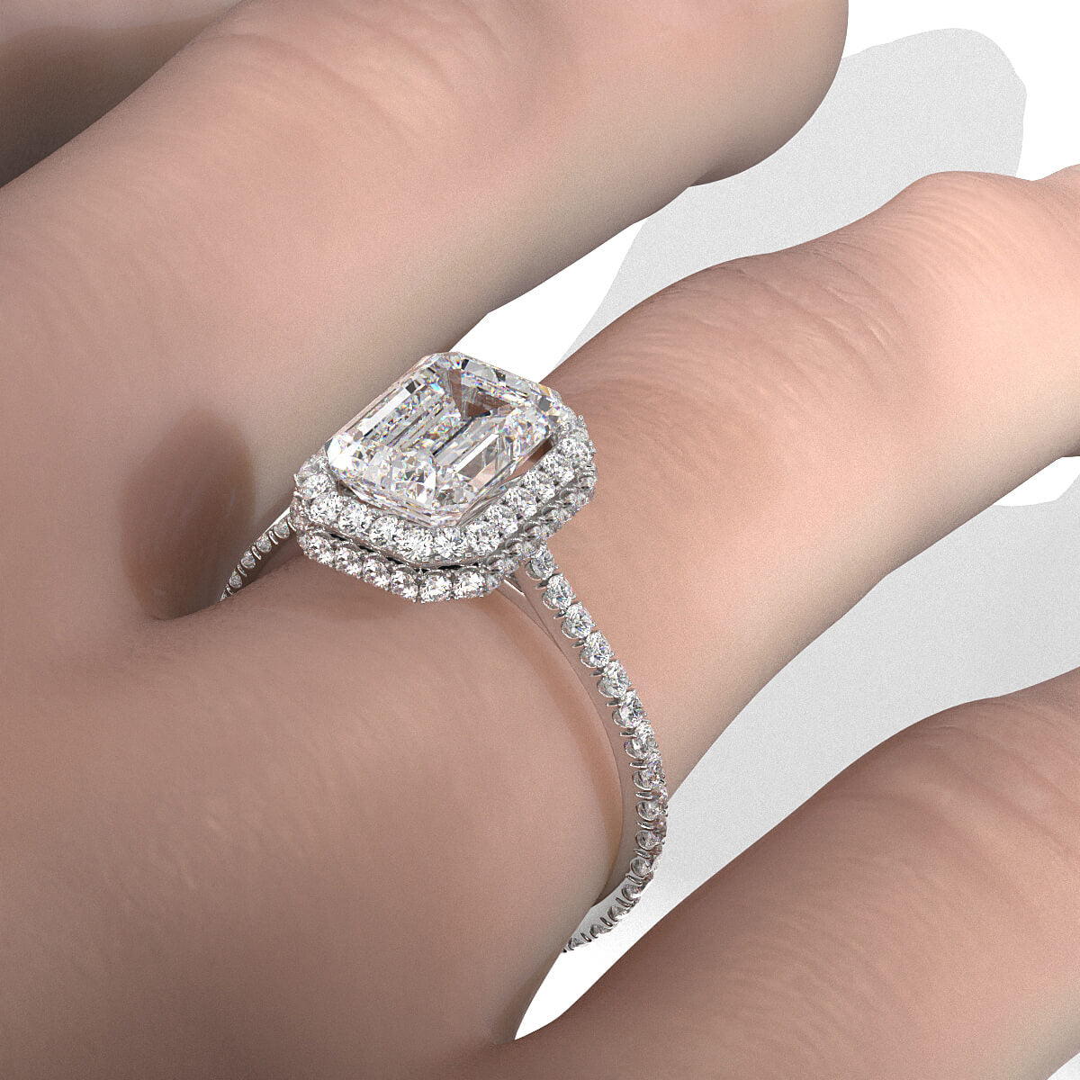 Double Halo Lab Grown Diamond Engagement Ring IGI Certified 2.53 Ctw.